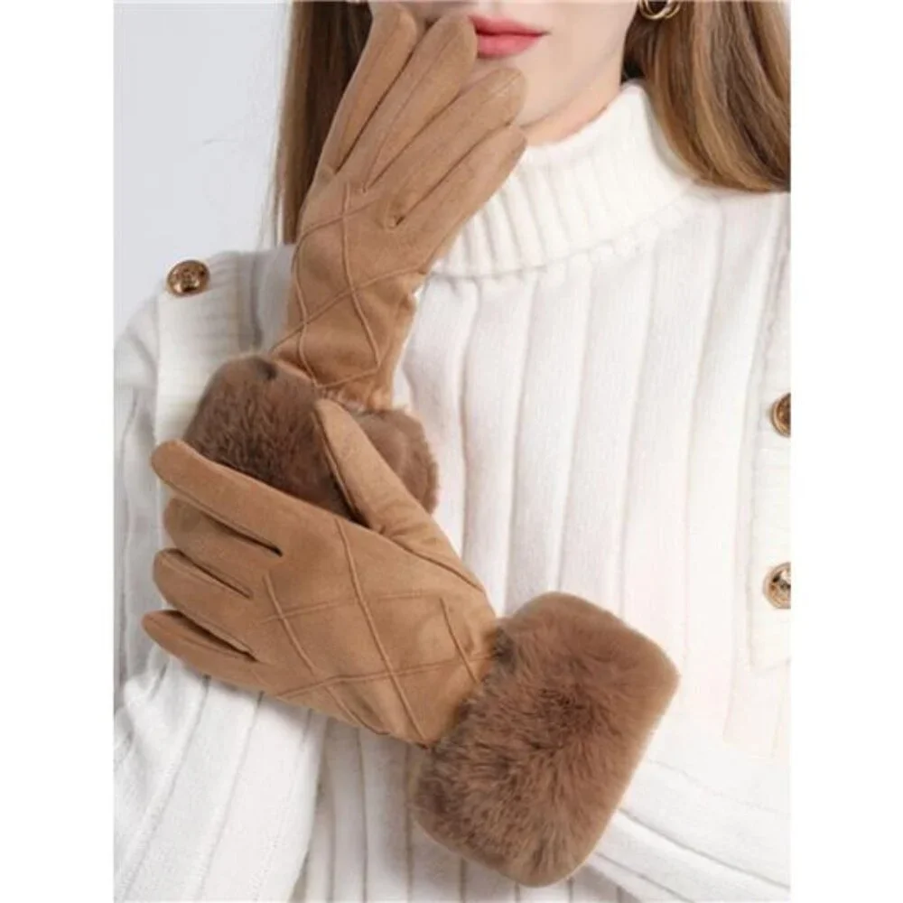 Fur Cuff Suede Gloves